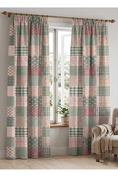 Genel Markalar Pastel Patchwork Perde – Vintage Yorgan Desenli Pötikare Çiçek...