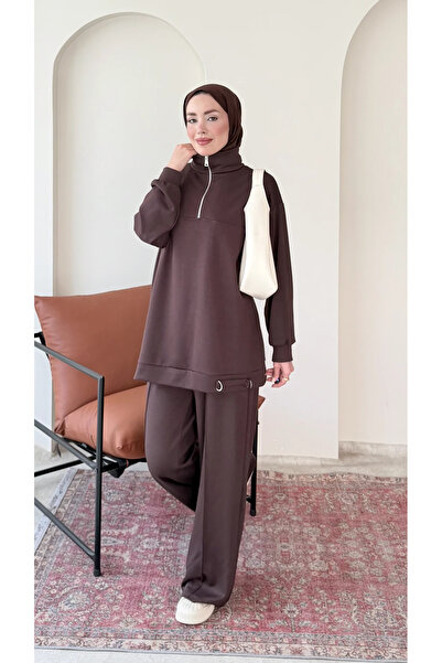 RFK Butik Kadın Oys.ho Rahat Kalıp Fermuarlı Halka Detaylı Tunik Pantolon Tak...