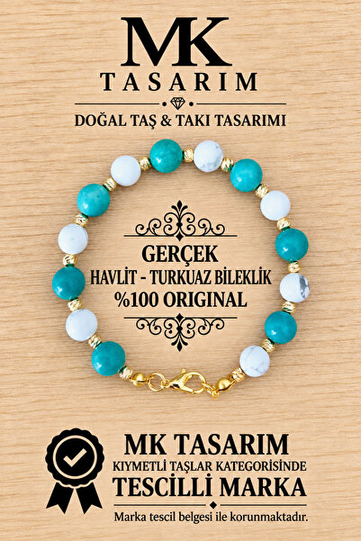 MK tasarım سوار من حجر التورمالين الأصلي - حجر الفيروز MK.7000.872 - سوار مري...
