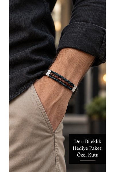 HER ŞEY NOTA www.herseynota.com Arlento Embertrace Brown Leather Men's Bracel...