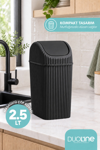 DUO LİNE HAUSEHOLD UTENSİLS Viona Döner Kapaklı 2,5L Mutfak, Ofis, Banyo, Mas...