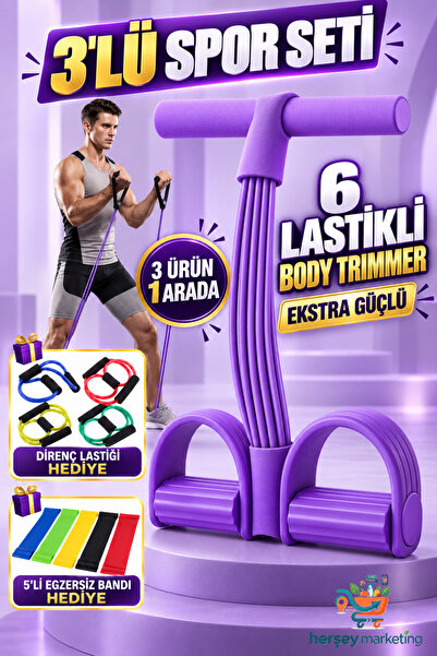 HerŞey Marketing 3 Spor Aleti 1 Arada Direnç Lastiği - 5 Li Plates Bandı - Bo...