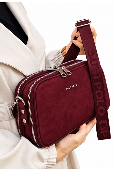 Just Polo JUSTPOLO KADIN SÜET 5 BÖLMELİ OMUZ VE POSTACI ÇANTASI ( EBAT 27X18 CM)