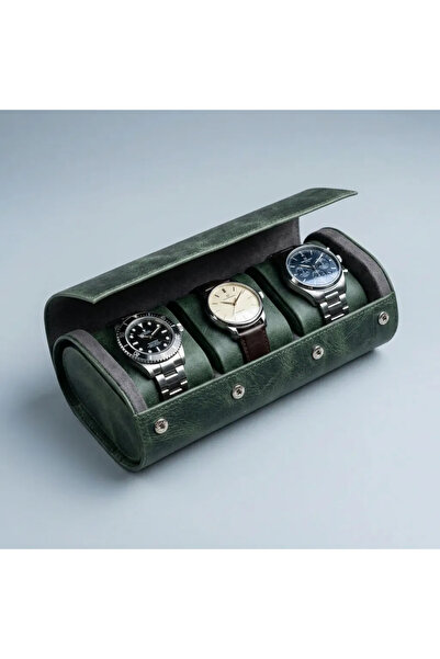 Dorvina Genuine Leather Green Vintage Crazy Horse Leather Triple Luxury Watch...