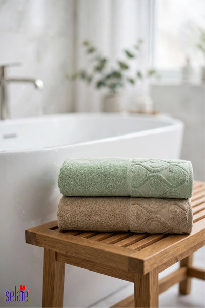 Şelale Nora 2'li 70x140 cm | %100 Pamuk | Banyo Hamam Spa Havlusu | Kısmi Kad...