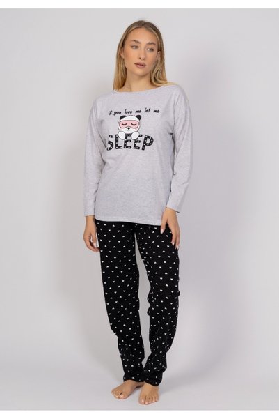 SeXen Πιτζάμα γυναικεία Let Me Sleep - Γκρι