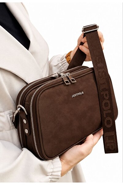 Just Polo JUSTPOLO KADIN SÜET 5 BÖLMELİ OMUZ VE POSTACI ÇANTASI ( EBAT 27X18 CM)