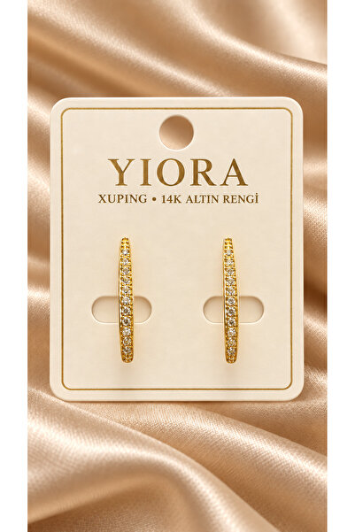 yiora Xuping 14K Altın Rengi Kuyumcu İşçiliği Sıralı Zirkon Taşlı Sivri Oval ...