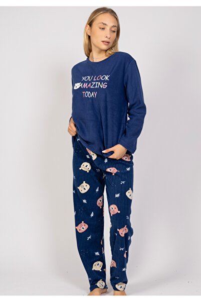 SeXen Πιτζάμα γυναικεία Fleece You Look Amazing - Μπλε