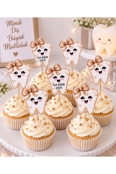 Ays Bridal Diş buğdayı. İlk dişim çıktı .Kahverengi,bej , süs Cupcake Pasta K...