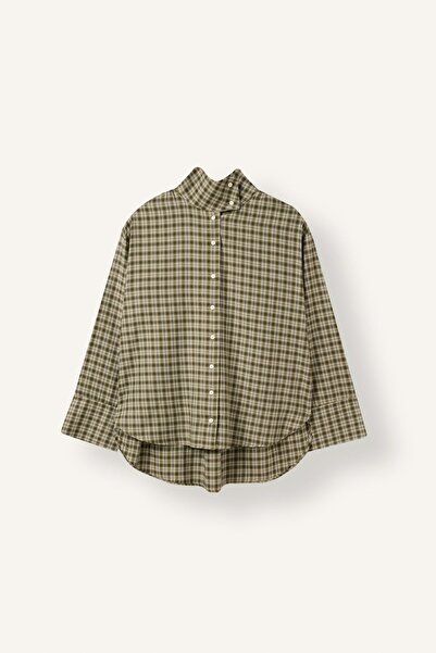 DeFacto Regular Fit High Collar Plaid Flannel Long Sleeve Tunic I3560Ax26Wn