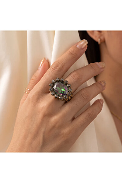 Dorvina Bronze Women's Ring Authentic Copper Jewelry Mystic Topaz Stone Light...