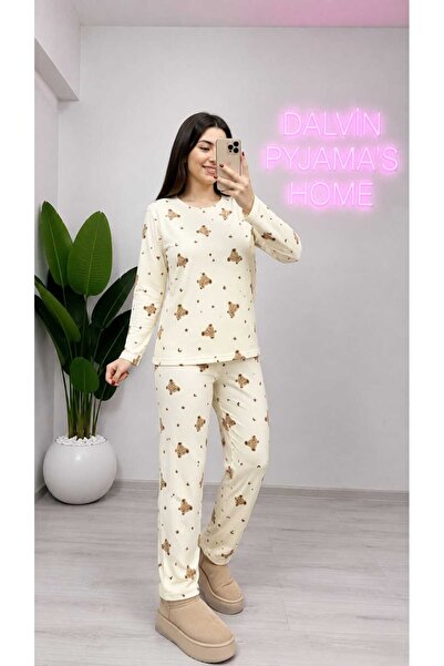 Qelvora Trend Kadın Desenli Likralı Pijama Takımı