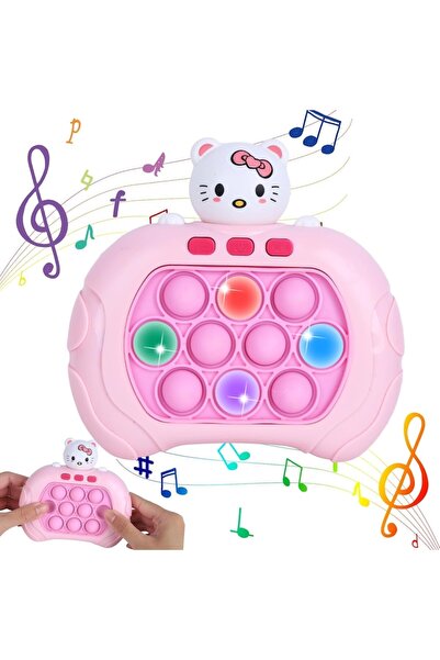 OEM Consolă interactivă Pop It, antistres, cu sunete și lumini, Kitty Roz/Alb...
