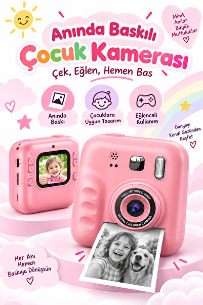 Ayers Kız ve Erkek Çocuklar İçin Anında Baskılı Dijital Fotoğraf Makinesi, Re...