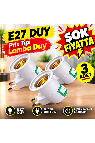 Genel Markalar Aç/Kapa E27 Duylu Fiş Duylu Ampul Takılabilen Fiş Priz Anahtar...
