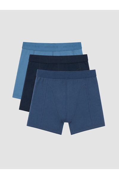 LC Waikiki Peak New Season Indigo Cotton Flexible Men's Boxer 3-Pack