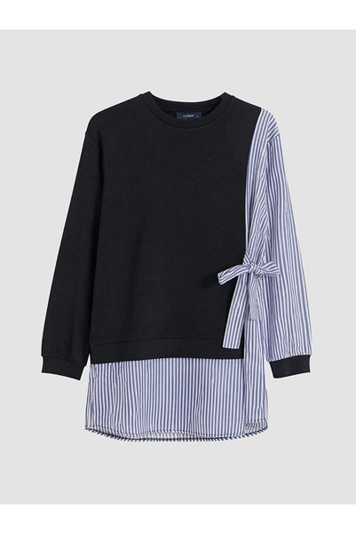 LC Waikiki Navy Blue Striped Women's Sweatshirt Tunic