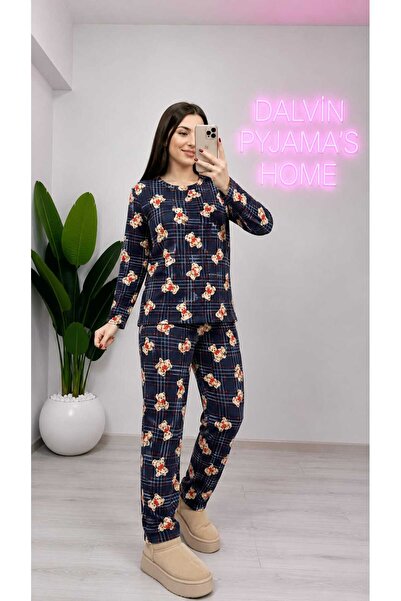 Qelvora Trend Kadın Desenli Likralı Pijama Takımı