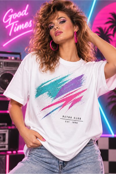 Moda Minimo Unisex Oversize 80S T-Shirt Short Sleeve Crew Neck Cotton Combed T-Shirt Colorful Printed Oversize Summer T-Shirt