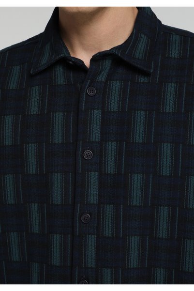 Colin's Oversize Fit Shirt Neck Ekoseli Erkek Yeşil Uzun Kol Gömlek