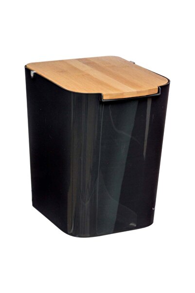 FİVE Coș de gunoi cu capac din bambus 5L, Negru - Natureo