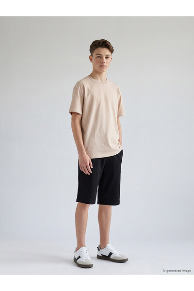 LC Waikiki Two Mt Shop Quality Lcw Kids Black Elastic Waist Boys' Shorts