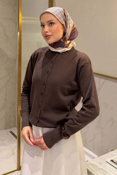 Hazamoda كارديجان كورسمان أنيق باللون البني