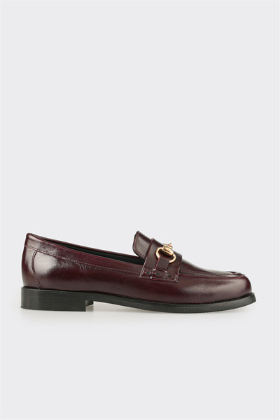 Elle Shoes Bordo Deri Kadın Günlük Ayakkabı