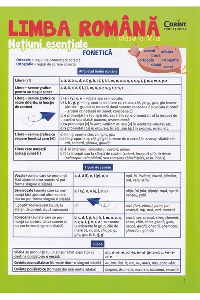 Corint Limba romana - Clasa 5 - Notiuni esentiale - Dumitrita Stoica