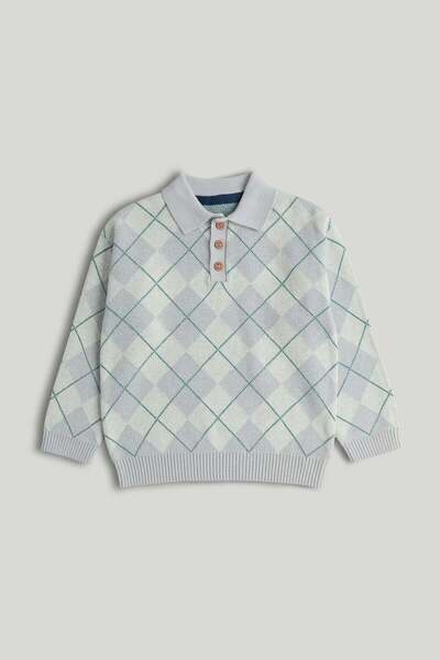 MOTHERCARE Grey Argyle Knitted Jumper