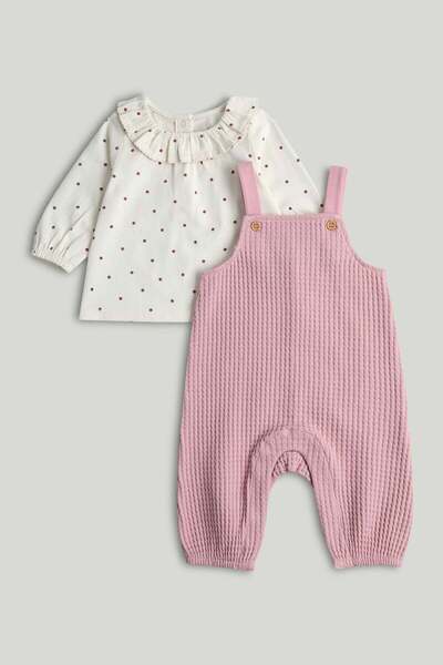 MOTHERCARE Pink Dungarees and Blouse Outfit