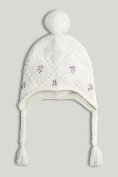 MOTHERCARE Cream Floral Trapper Hat