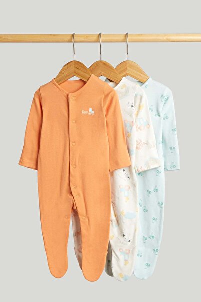 MOTHERCARE 3 قطع من بدلات النوم للأطفال بتصميم الجرار