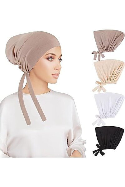 GENERAL [4 Pcs]Women Hijab Undercap, Islamic Muslim Under Hijab Cap Inner Und...
