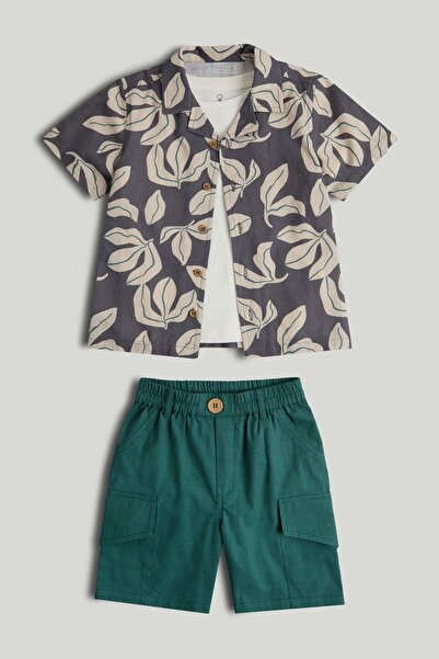 MOTHERCARE Tropical Shirt, T-Shirt and Shorts Outfit