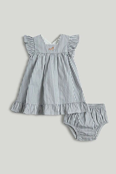 MOTHERCARE Grey Striped Dress and Knickers Outfit