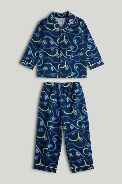 MOTHERCARE بيجامة قطنية بتصميم سيارات زرقاء