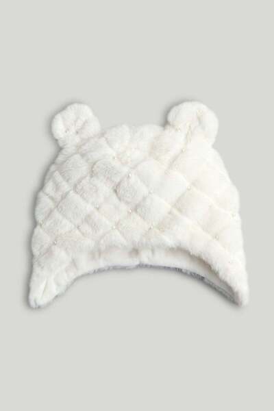 MOTHERCARE White Beaded Trapper Hat