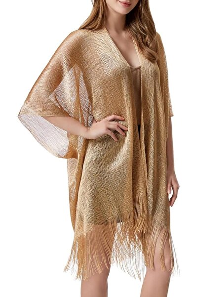 GENERAL Women's Swim Cover-Up, Sheer Sparkly Metallic Kimono Beach Coverup wi...