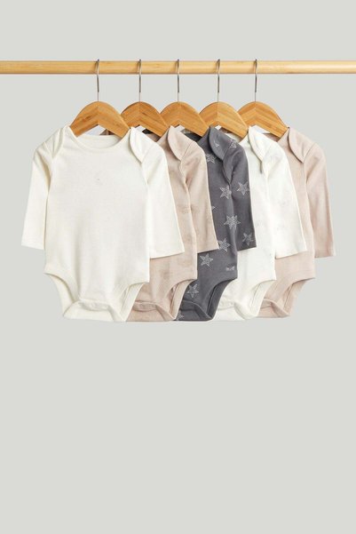 MOTHERCARE 5 Pack Stars Long-Sleeved Bodysuits