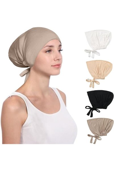 GENERAL Women Hijab Undercap 4PCS Under Scarf Hat Adjustable Headscarves Isla...
