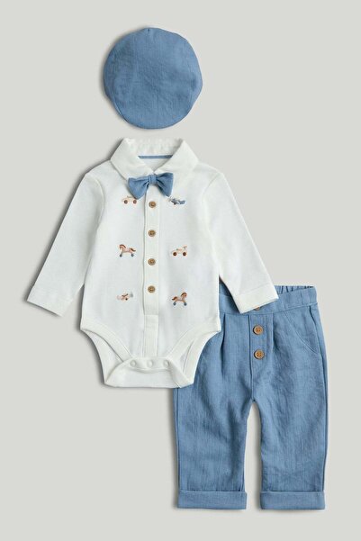 MOTHERCARE قميص بودي سوت وبنطلون وطقم قبعة