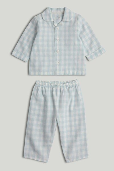 MOTHERCARE بيجامة قطنية زرقاء مخططة