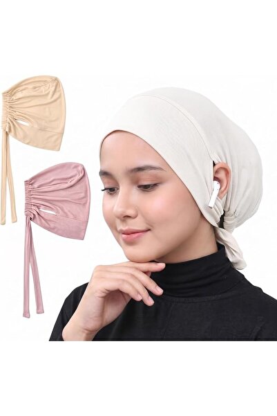 TERRIFI غطاء رأس داخلي للحجاب بفتحة للسماعات، طقم من 3 ألوان، غطاء داخلي للحج...