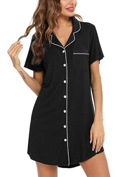 GENERAL Pjmlifecoco Nightgown for Women Button Down Sleepshirt Short/Long Sle...