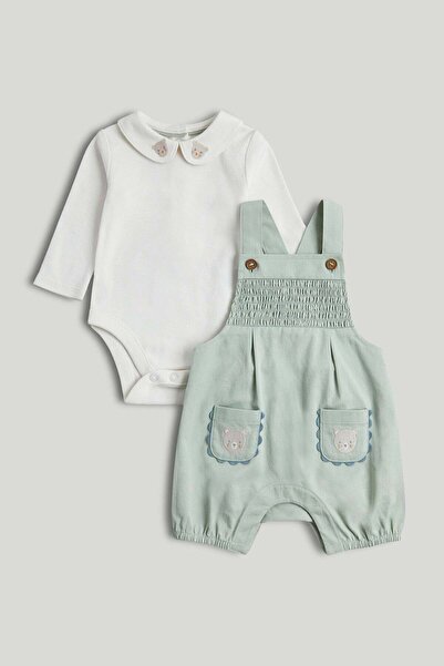 MOTHERCARE طقم سروال قصير وقميص ضيق أخضر اللون