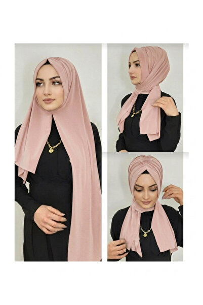 AHRAR tesettür Women's Practical Drawstring Ready-Made Shawl Powder Color