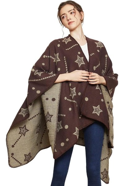 EXCEFORE Shawl Wraps for Women, Warm Knit Ruana Ponchos for Women, Open Front...