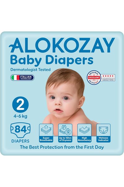 Alokozay Premium Baby Diapers 84-Pieces, Size 2 (4-6 Kg)